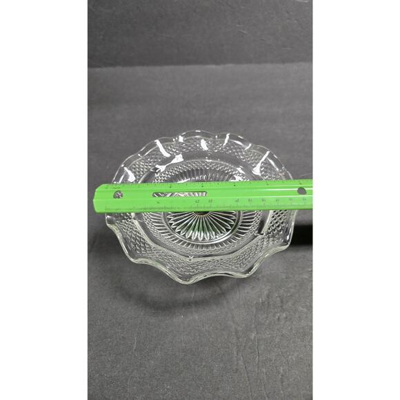 Vintage Glass Pedestal Compote Bowl Silver Plate Base 6.5" Scalloped Candy Dish - Picture 8 of 8